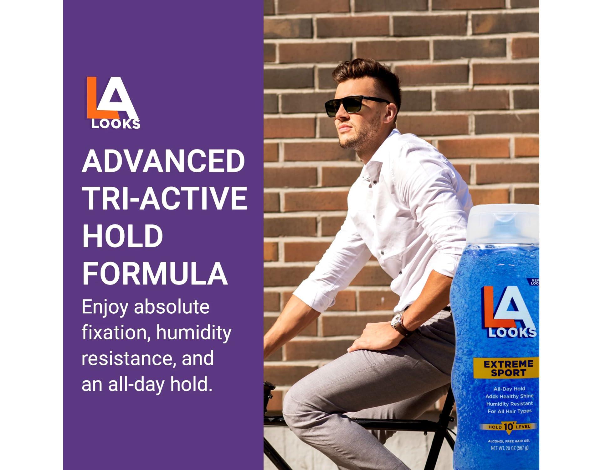 HENITAR L.A. LOOKS Absolute Styling Extreme Sport Hold Gel, Hold Level 10+ 20 oz (Pack of 7)