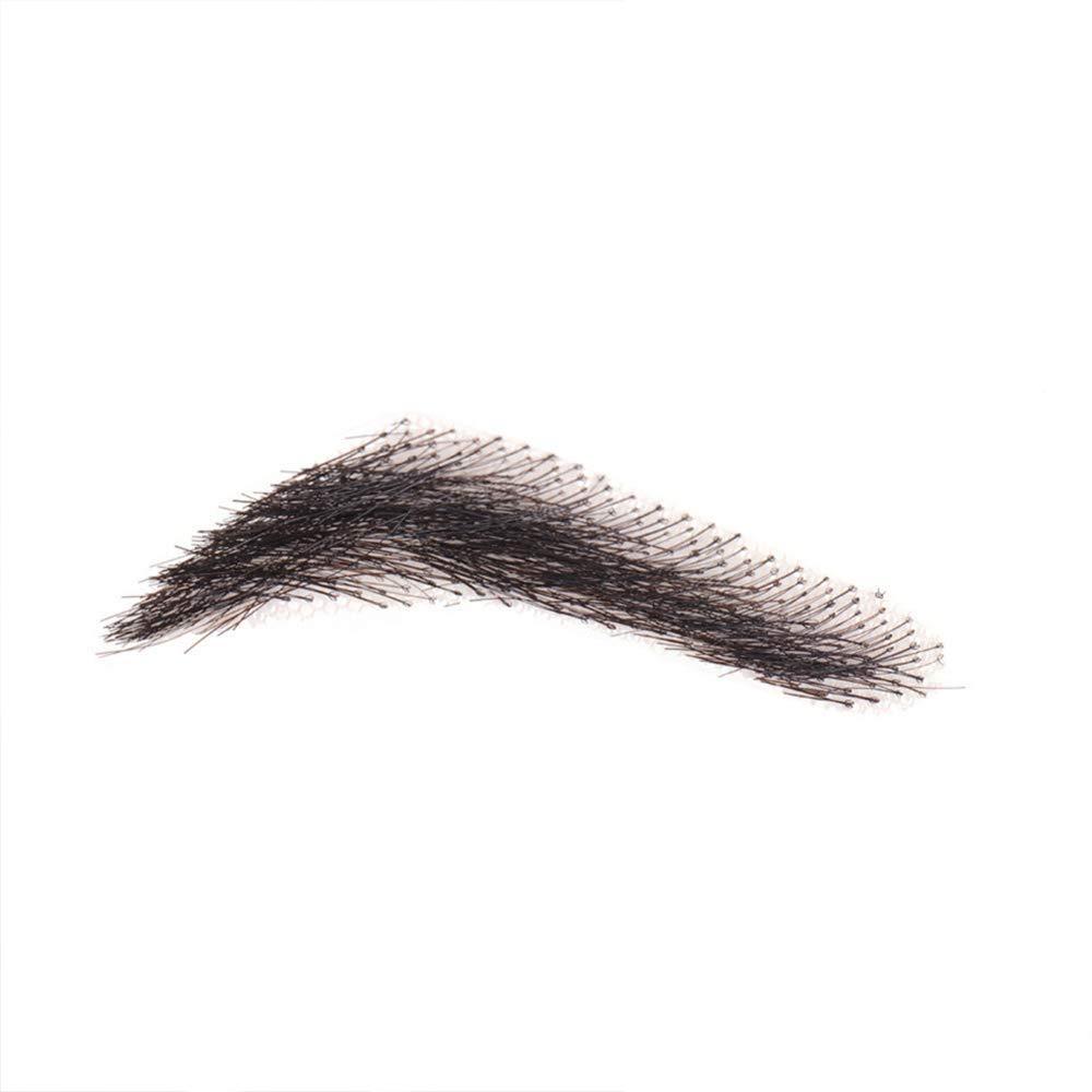 CliCling 100% Human Hair False Brows for Men and Women Re-Usable Lace Base Fake Eyebrows Black Color (MM-A2)