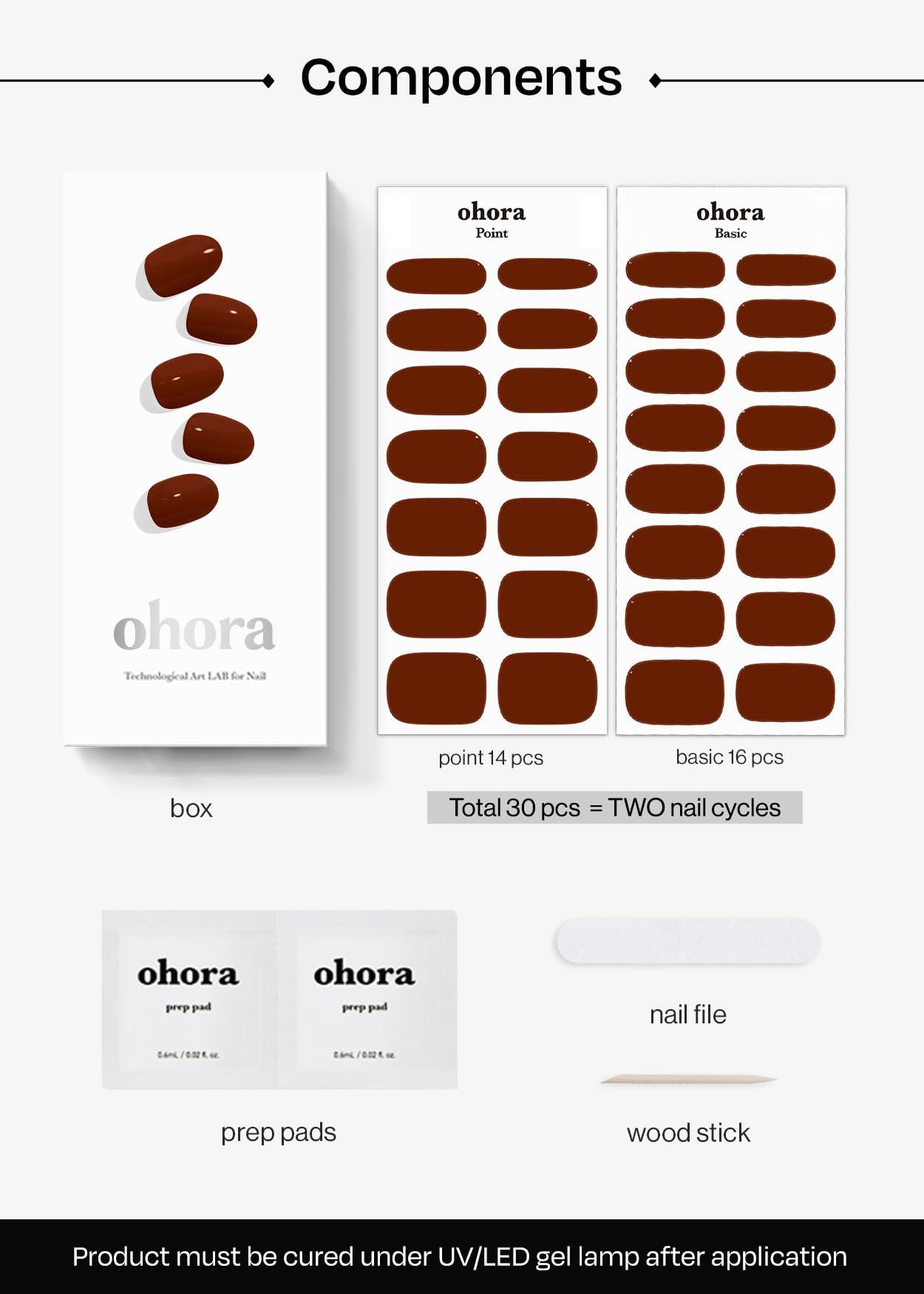 ohora ohora Semi Cured Gel Nail Strips (N Chilly) - Red, Solid, Works with Any UV/LED Lamps, Salon-Quality, Long Lasting, Easy to Apply & Remove - Includes 2 Prep Pads, Nail File & Wooden Stick