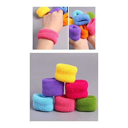 Angla 12 Pack Terry Cloth Cotton Elastic Stretchy Fuzzy Wide Thick Hair Ties Scrunchies Ties Ring Loop No Crease Seamless Hair Rubber Band Ponytail Holder Hair Accessories for Women Girl