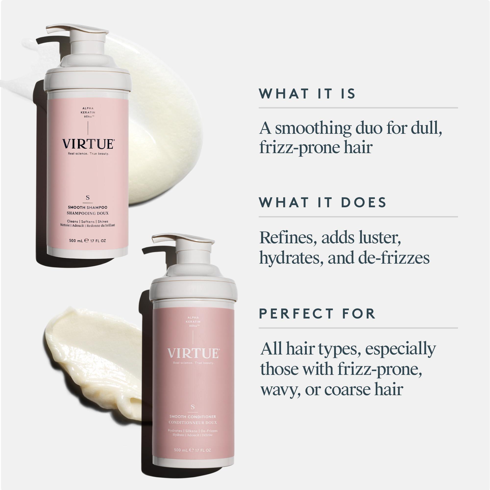 VIRTUE VIRTUE Smooth Sulfate Free Shampoo and Conditioner Set for Frizz Control for Curly Hair, Safe for All Hair Types, Color Safe