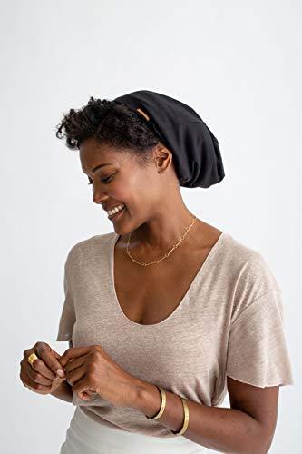 Grace Eleyae GE Grace Eleyae GE Women's Adjustable Satin Lined Sleep Cap Slap Hair Care Beanie Hat, Black