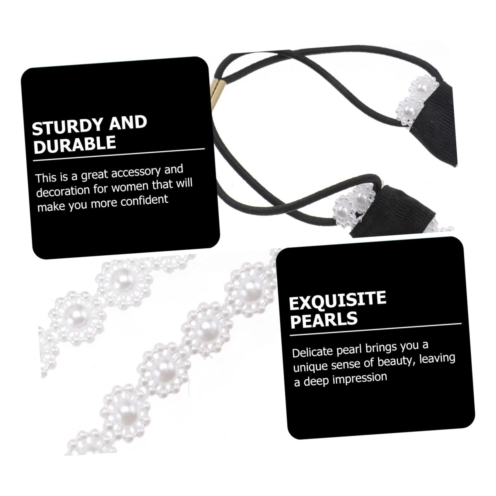 SKISUNO SKISUNO Bridal Hair Accessories Sparkly Hair Bands for Women Hair Band Gold Jewelry Headband Pearl Necklace Pearl Elastic Hairbands Bandana Hair Bands for Women Pearl Band White