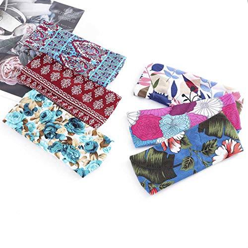 Bohend Bohend Boho Headband Wide Flower Boho Bandeau Headwear Travel Stretchy Cotton Elastic Yoga Athletic Hair Accessories for Women and Girls (A)