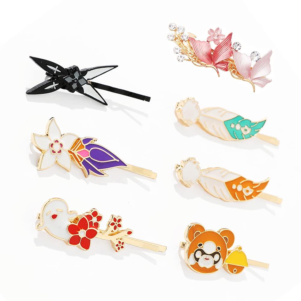 Xingqiu Xingqiu Xiangling Hairpin Eula Hair Clips Genshin Impact Hairclips for Women Girls Headwear Styling Tools Gifts