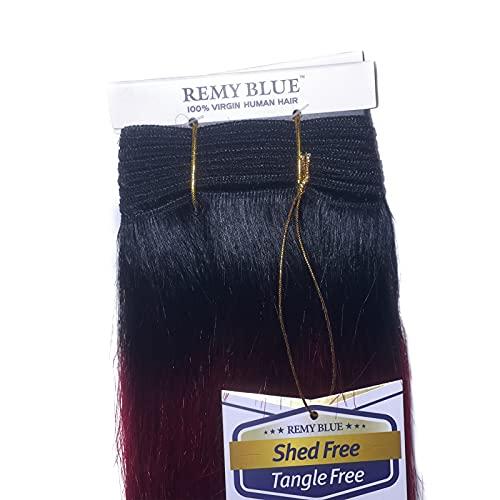 KARA HAIR FASHIONISTA 2-Pack Deal ! New Remy Yaky-Remy Blue 100% VIRGIN Human Hair Weave- Shed Free&Tangle Free (#T1B/RED 12")