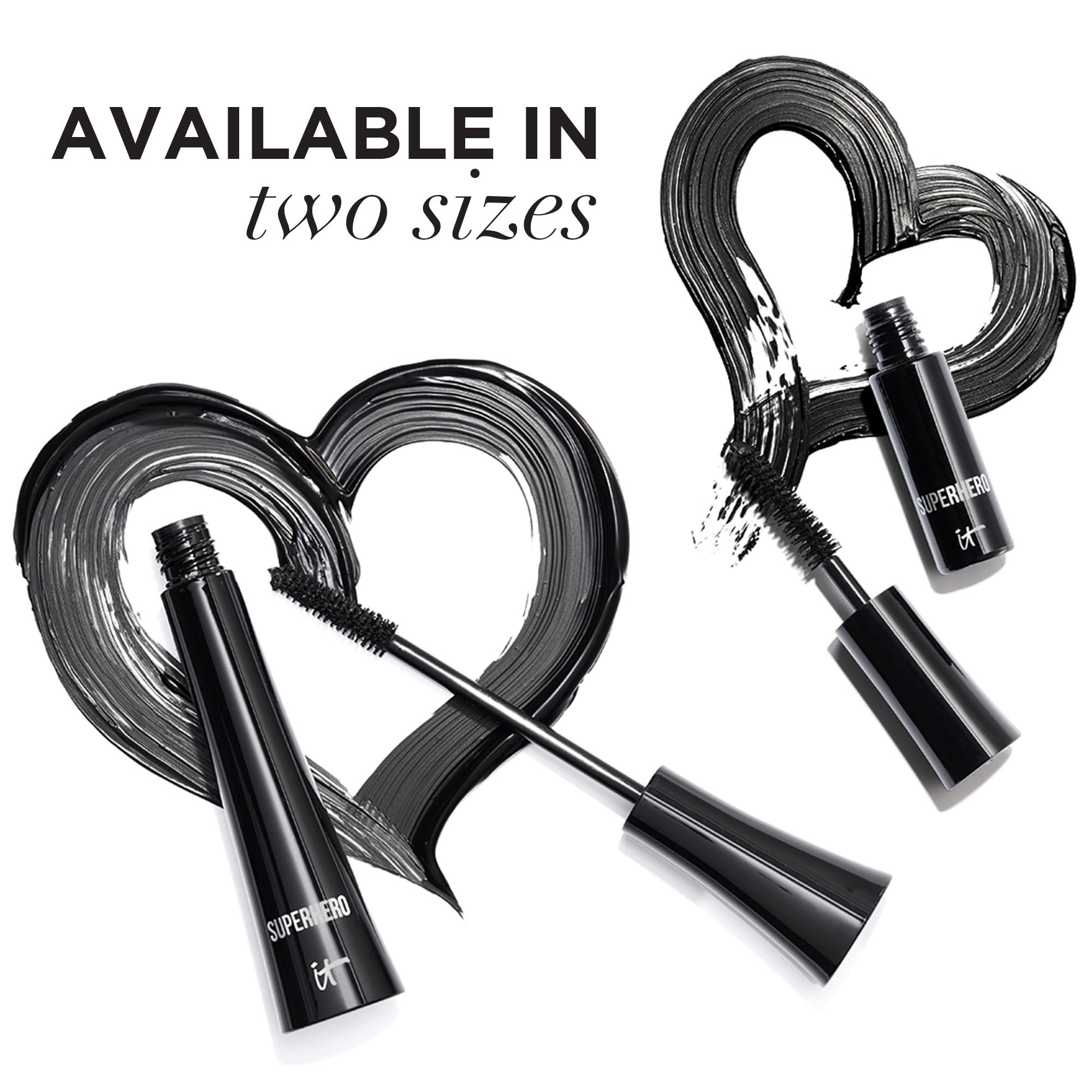 IT Cosmetics IT Cosmetics Superhero Mascara Full Size Volumizing and Lengthening Black Mascara Buildable Lash Volume with Collagen, Biotin & Peptides Lifting & Curling Formula Sensitive Eyes, 0.3 fl oz
