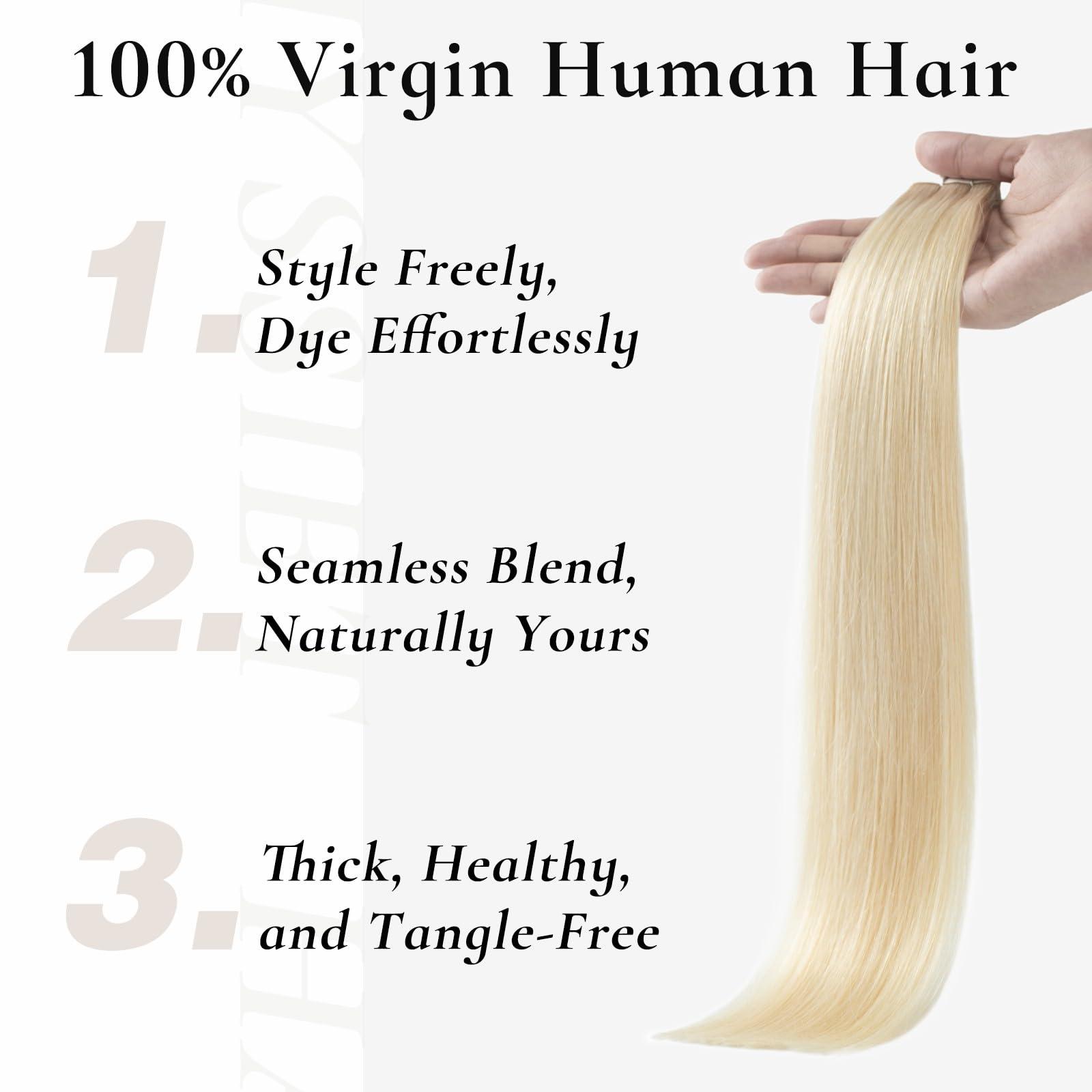 Hyssiet Hyssiet Tape in Hair Extensions Human Hair, 20pcs 50g 14 Inch Platinum Blonde human hair Tape in Extensions,Invisible Straight Tape in Hair Extensions for Womwn,Remy Thick Real Human Hair Extensions