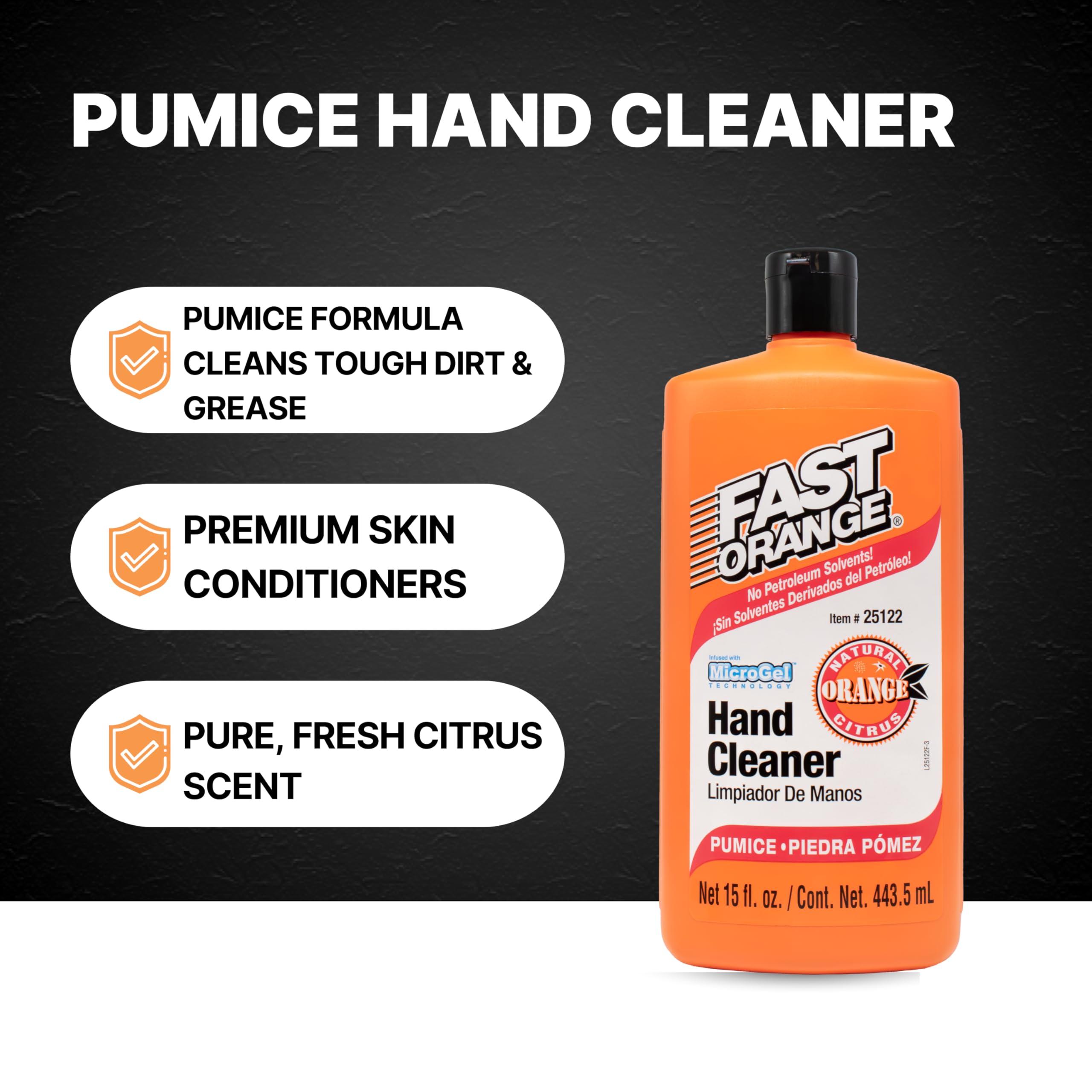 Fast Orange Fast Orange 25122 Pumice Lotion, Heavy Duty Hand Cleaner, Natural Citrus Scent, Waterless Cleaner For Mechanics, Strong Grease Fighter, 15 oz