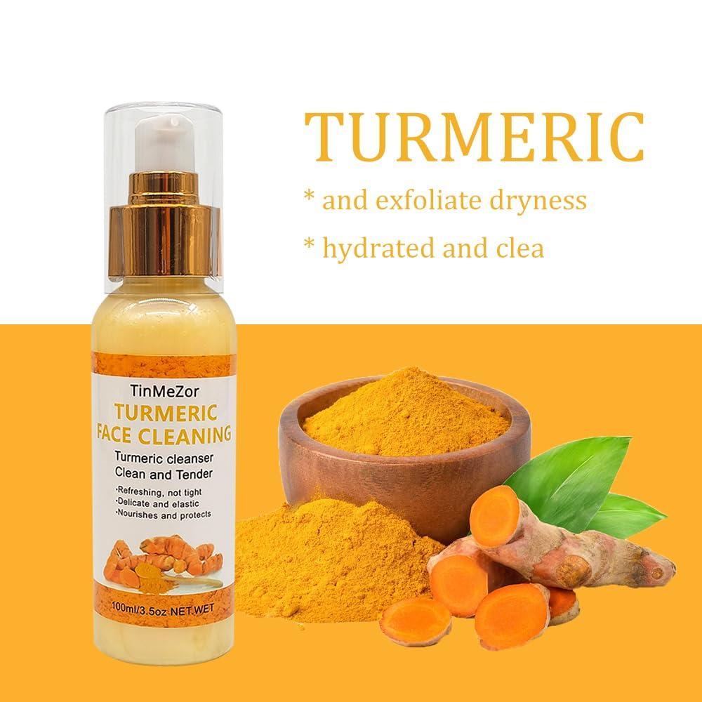 TinMeZor Turmeric Foaming Face Cleanser,Turmeric Cleanser for Face,Tumeric Face Wash,2 PCS Turmeric Facial Cleanser