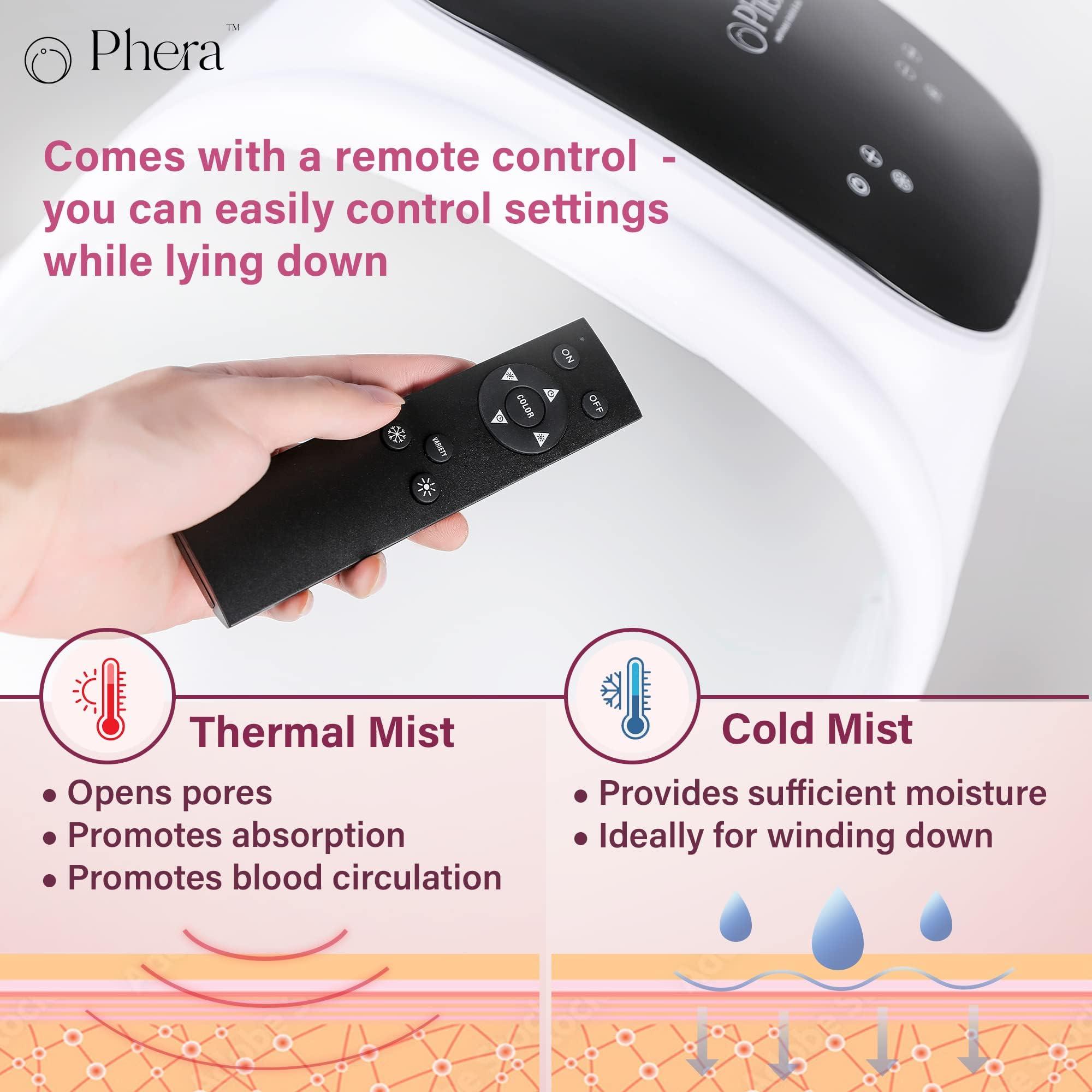 Phera Phera: 8-in-1 LED Light Therapy for Face - Photon LED Light Facial Machine - LED Face Light Therapy, LED Therapy Machine w/Hot & Cold Mist Functions