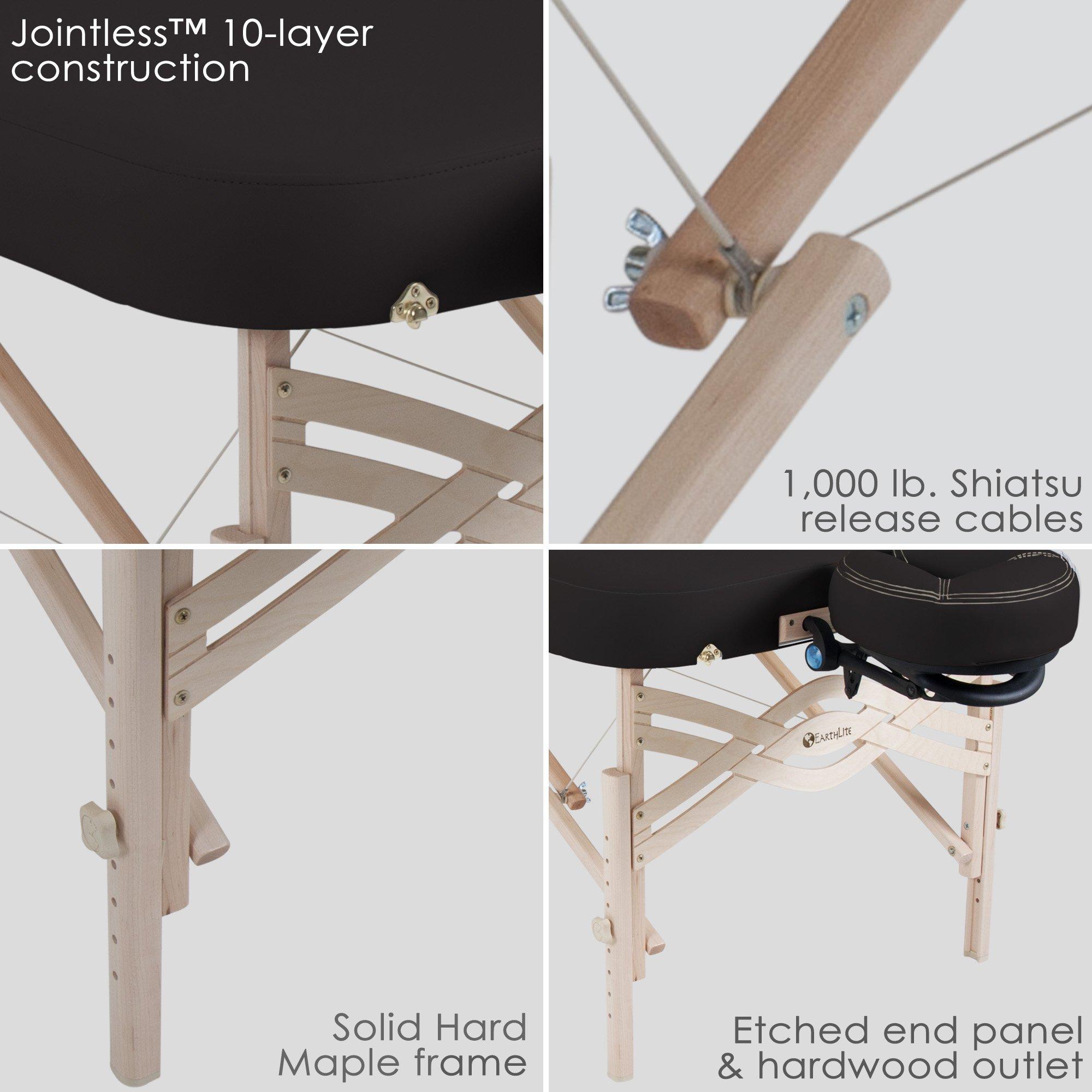Earthlite EARTHLITE Premium Portable Massage Table Package SPIRIT - Spa-Level Comfort, Deluxe Cushioning incl. Flex-Rest Face Cradle & Strata Face Pillow, Carry Case (30/32 x 73) - Made in USA, Black