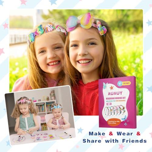 AUAUY AUAUY Girly Headbands Making Kit for Girls, Fashion DIY Band Hair Accessories for Girls Age 5+, Creative Unicorn Headband Making Kits Toys for Kids Girls Age 5-12 Birthday Gifts & Presents