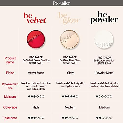 Espoir Espoir Pro Tailor Be Glow Cushion New Class #5 Tan 0.46 oz with 0.46 oz Refill | Long-Lasting Dewy Cushion Foundation | Radiant & Glow Skin with Buildable Coverage | Korean Cushion Foundation