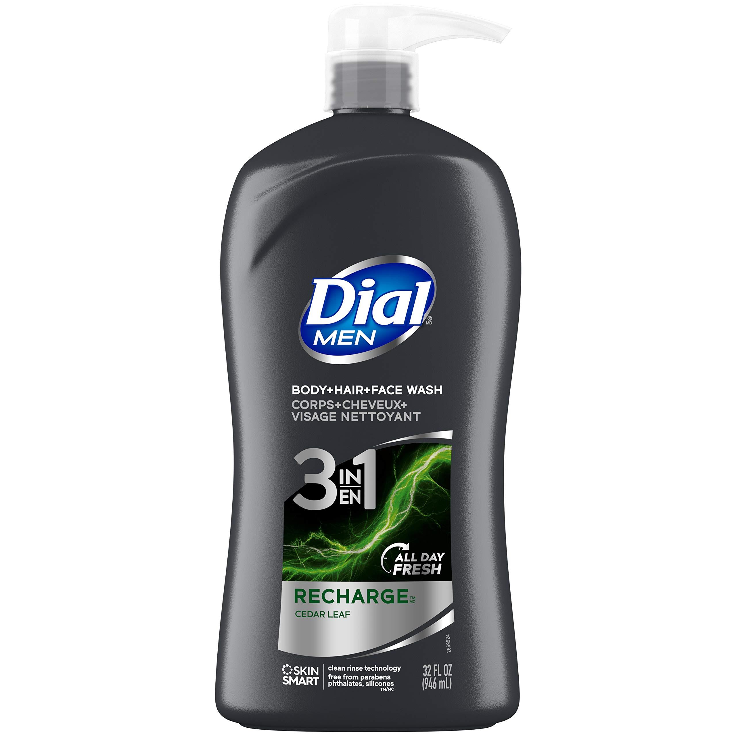 Dial Dial Men 3in1 Body, Hair and Face Wash, Recharge, 32 fl oz
