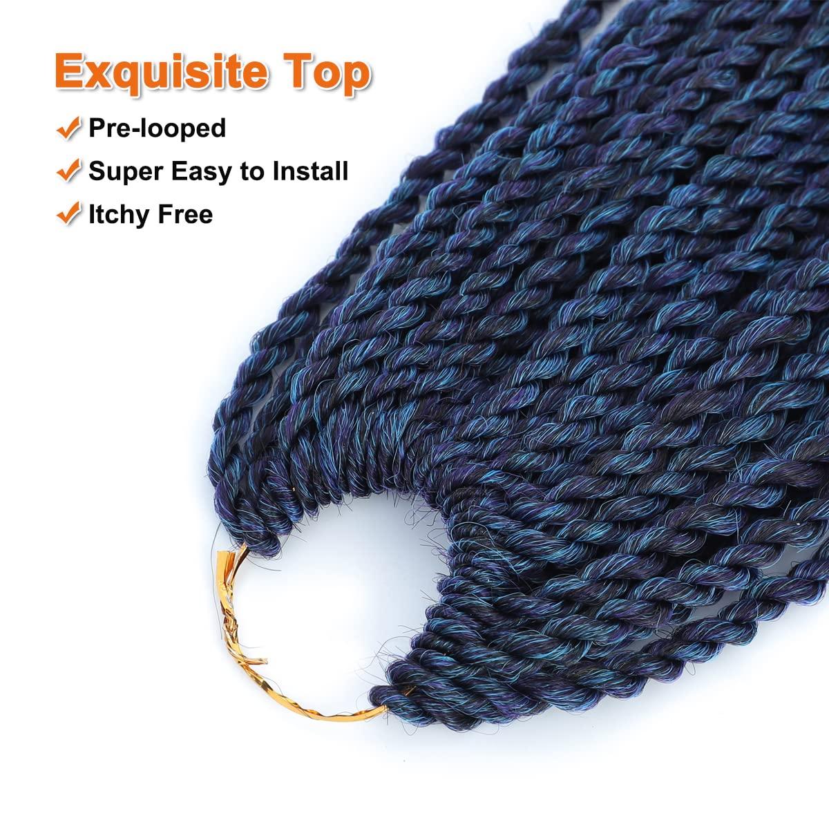 NAYOO NAYOO Blue Crochet Hair Senegalese Twist, 22 Inch 8 Packs Small Crochet Hair for Black Women, 35 Strands/Pack Braids Crochet Hair, Crochet Twist Hair Hot Water Setting (22 Inch, 1B/Purple/Blue)