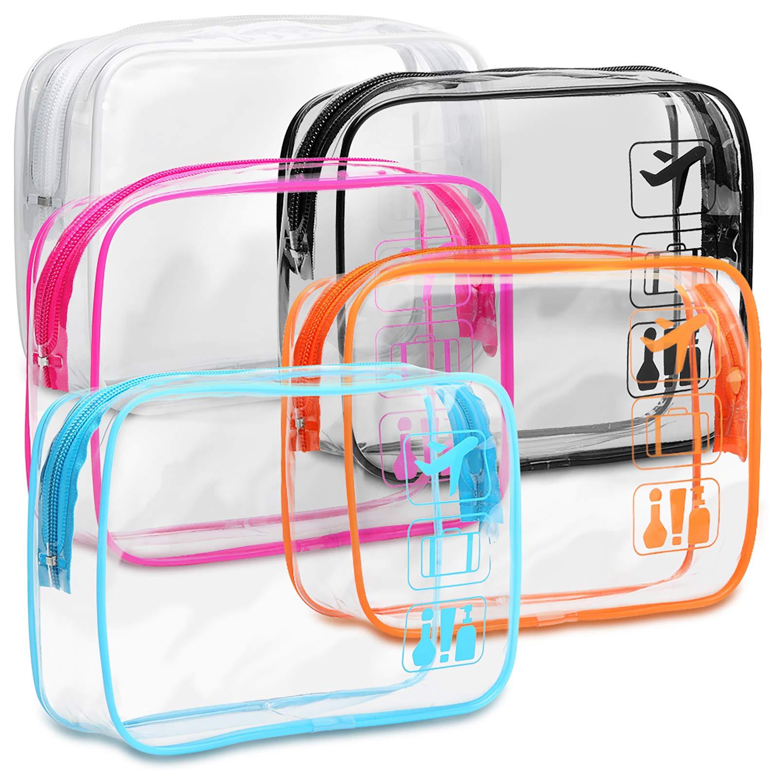 F-color F-color 5 Pack TSA Approved Toiletry Bag and 3 Pack Clear Makeup Bag