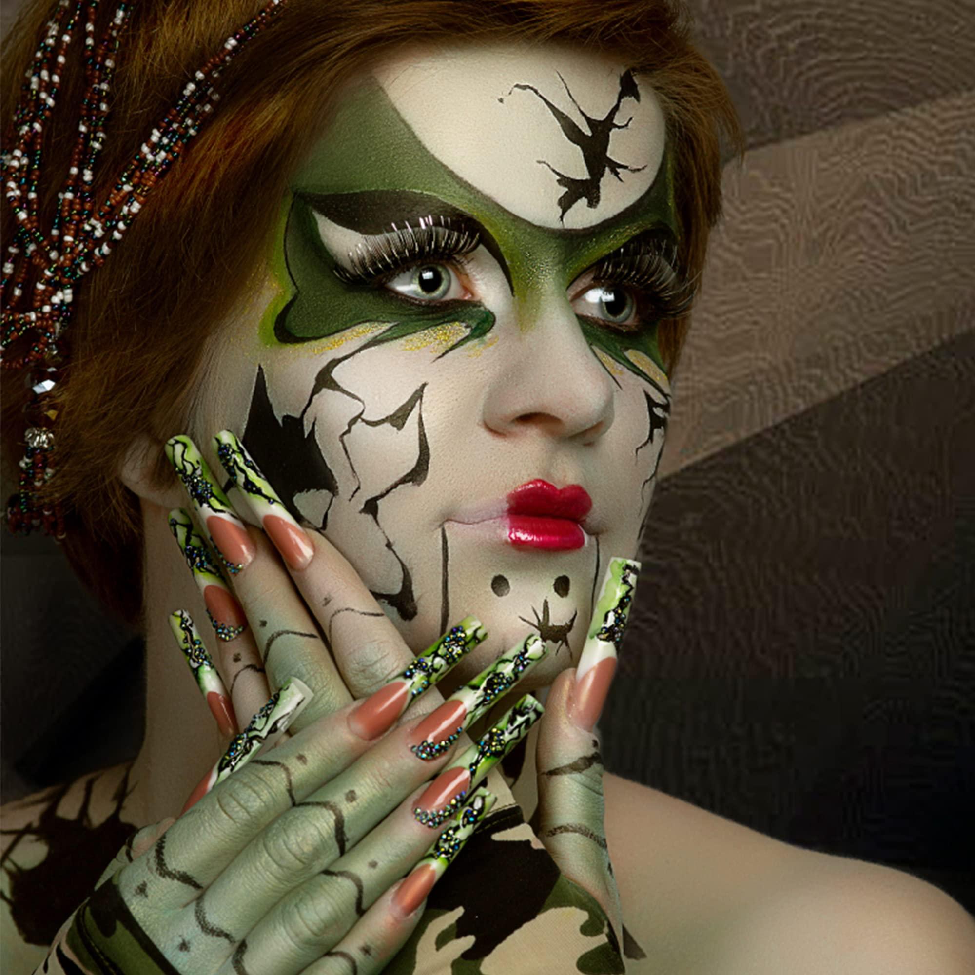 Wismee Wismee Green Face Body Paint, Water Based Body Paint Full Coverage for Adults Children Cosplay Elphaba Witch Costumes Festivals Makeup-Royal Blue