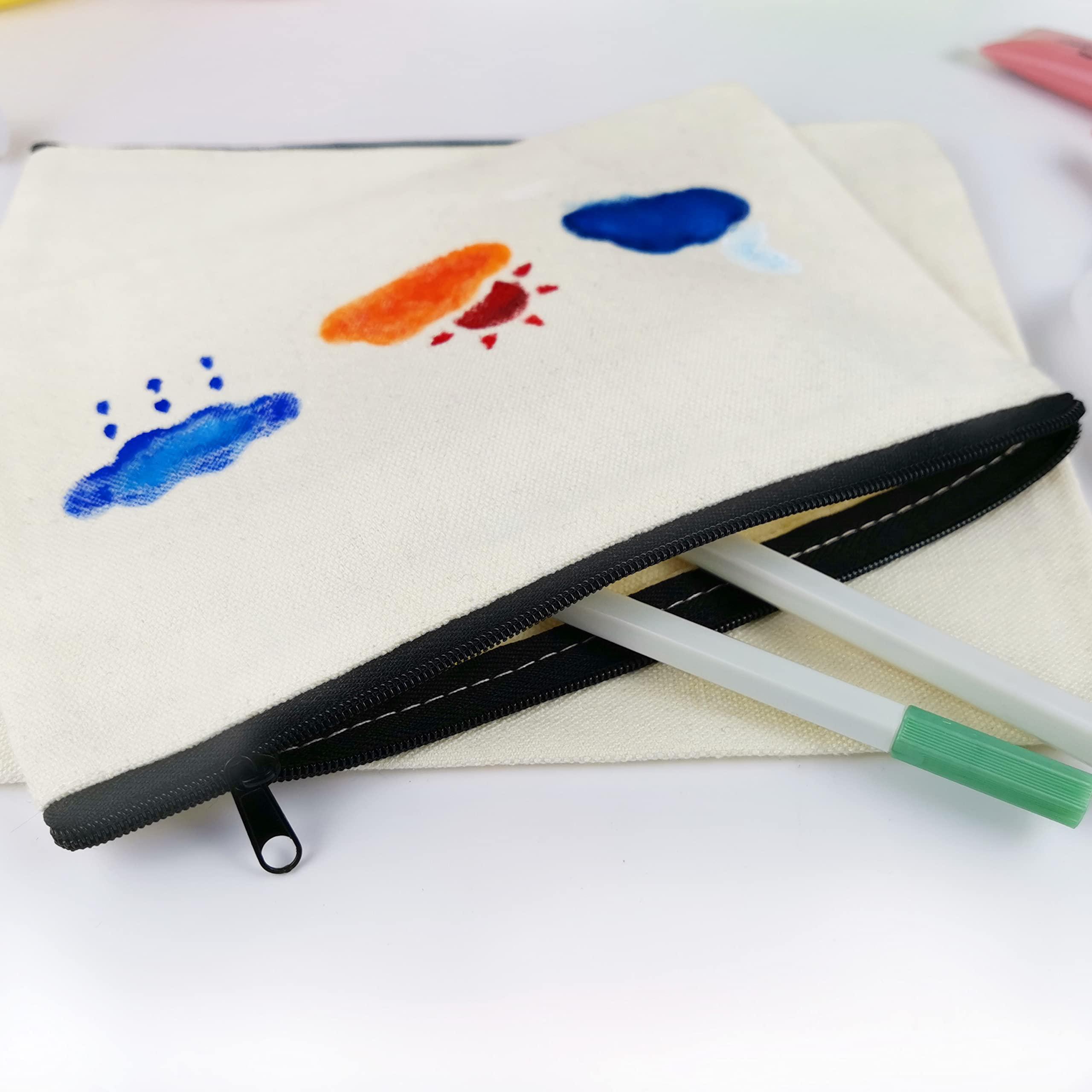 Koolmox Koolmox Canvas Makeup Bags, Canvas Zipper Pouch Bulk, 40 Pack 9x7\'\' Large Cosmetic Pouch Plain Craft Blanks Bag for Women to Personalize Decorate Tie Dye Vinyl Print to Travel Cosmetic Toiletry Pouch