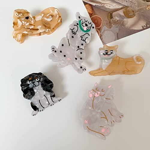 OMG Decor Pug Dog Hair Clips,Small Claw Clips for Girls,Acetate Hair Clips for Women,S5