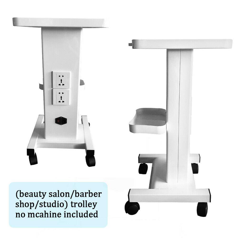 VPABES White Beauty Equipment Cart, 4 Wheels Mobile Beauty Salon Trolley Cart Pedestal Rolling Cart, Multi-Purpose Aluminum Alloy Spa Barbershop Rolling Trolley Cart with Wheels and Tray (White with Socket)