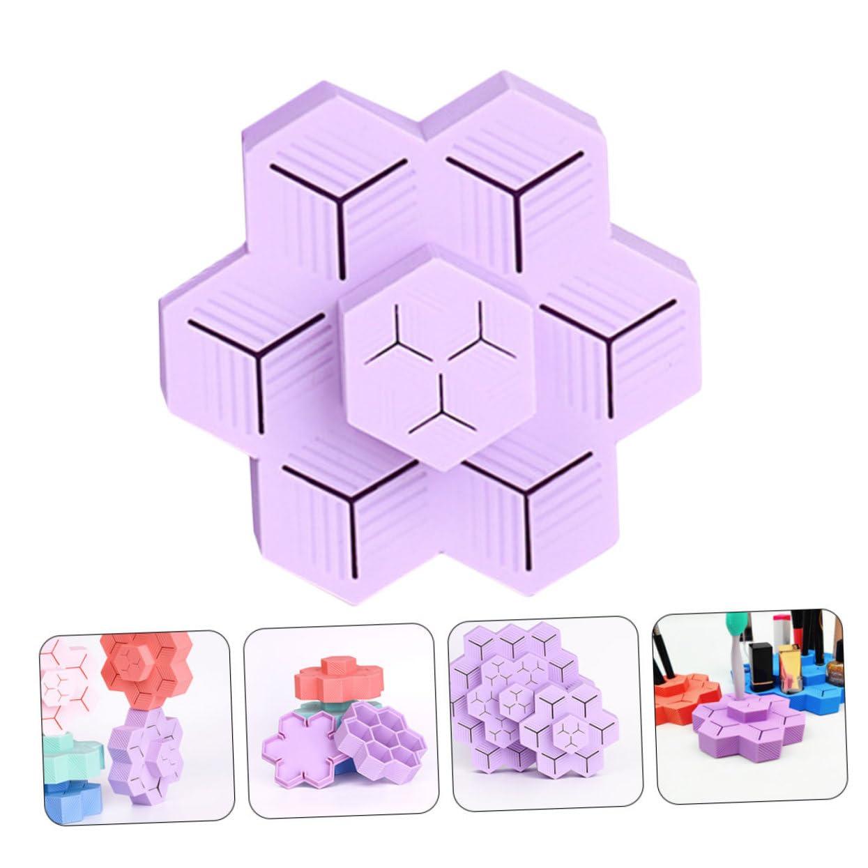 Mikinona Mikinona Lipstick Holder 10x9.5x4cm Purple Silicone Desktop Storage Rack Easy to Clean Home Shop Display Case