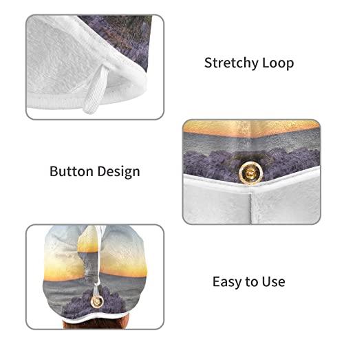 Poeticcity Portland, Maine, USA at Portland Head Light in the Morning 2 Packs Hair Towel Wrap, Absorbent Turban Bath Hair Towel Hat, Quick Drying Hair Towel with Button for Curly, Long, Thick Hair