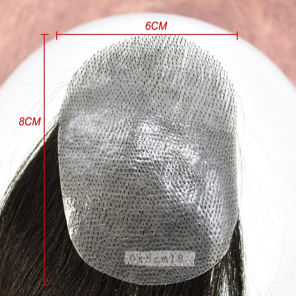 RESHE RESHE Bald Spot Hair Patch For Mens Toupee Transparent PU Skin V-Looped Hair Patches European Human Hair Topper Reaplcement Systems For Bald Spots Hairpiece (6cm X 8cm -16 INCH, 2 DARKEST BROWN)