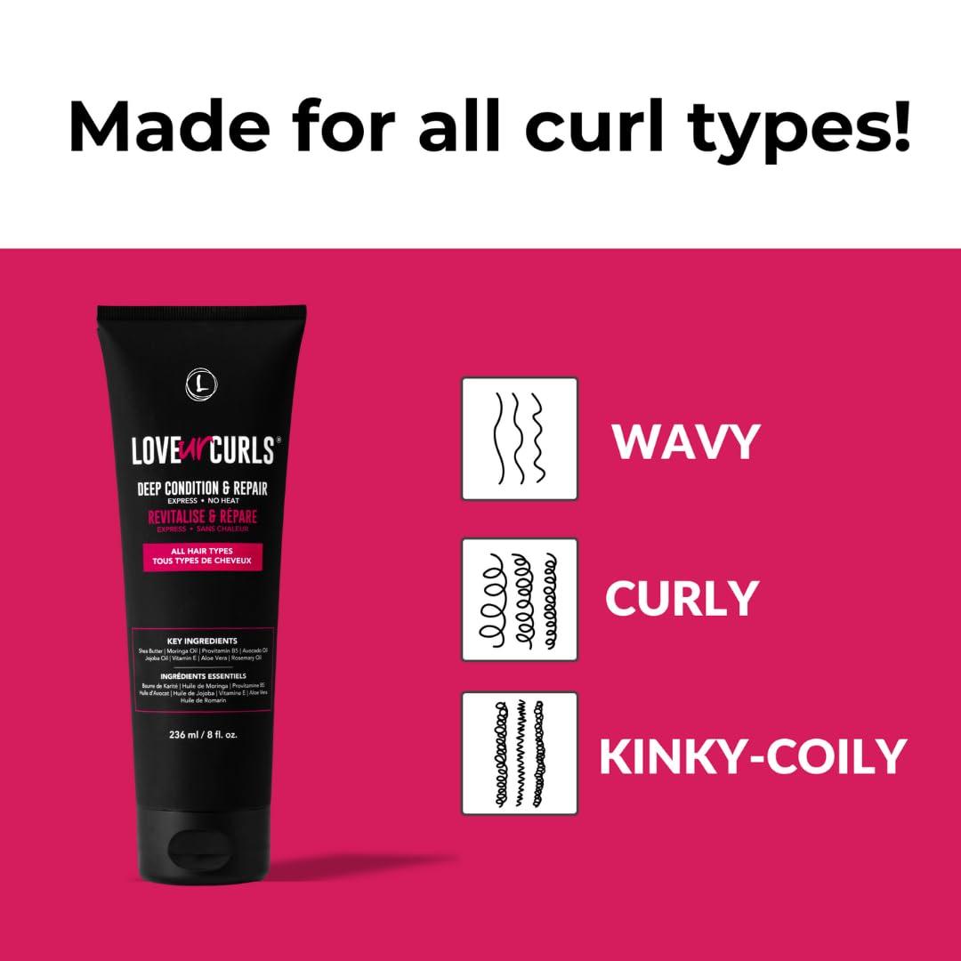Love Ur Curls Love Ur Curls - Deep Conditioner & Repair, Moisturizing Treatment, Repairs Dry, Damaged Hair, for all Hair Types, Vegan, 236mL