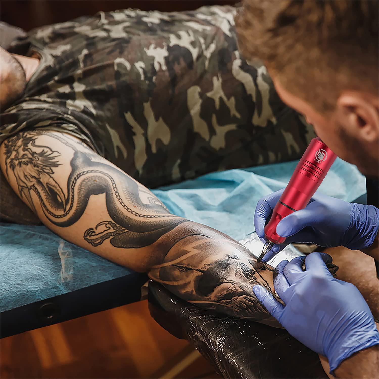 LIUMATE Tattoo Kit, Tattoo Pen Kit Rotary Tattoo Machine Kit Professional Complete Tattoo Gun Kit with Power Supply 20 Cartridge Needles 6 Color Tattoo Ink