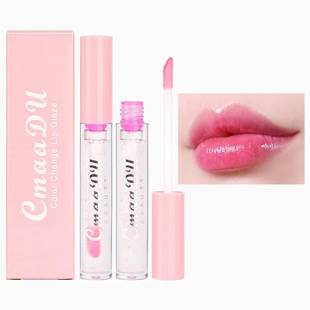 BINGBRUSH BINGBRUSH 2 Pcs Color Changing Lip Gloss Lip Oil Tinted, Pink Magic Mood Lipstick,Temperature Color Change Lip Stain Lip Balm, Longlasting Lips Will Not Dry Out