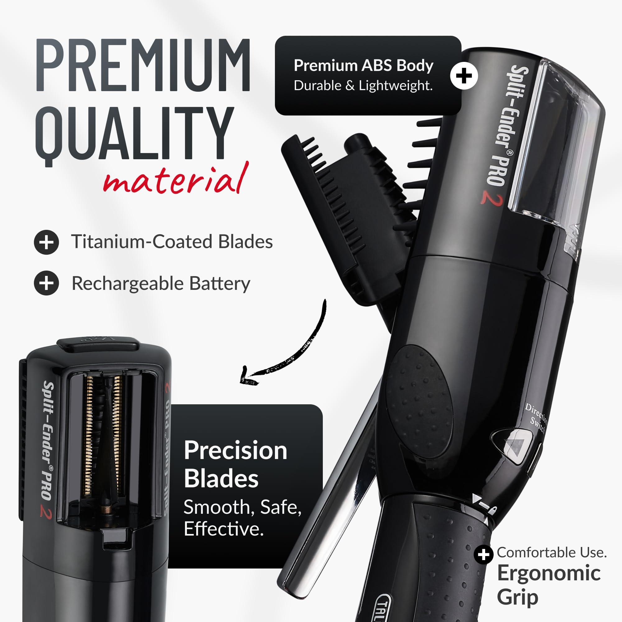 Split-Ender Split-Ender Pro 2 - The Original Cordless Split End Hair Trimmer Automatic Rechargeable Home Tool Hair Clipper 2-in-1 for Dry Damaged Splitting Broken Brittle Straight Curly Frizzy Beauty - Black