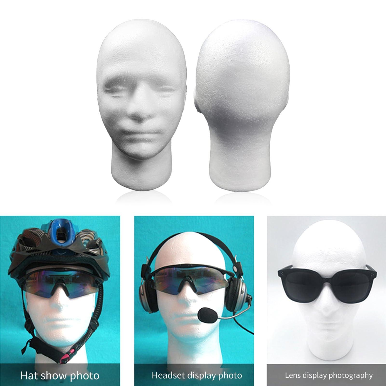 leasote leasote Male Styrofoam-Foam Mannequin Wig Head, Hairpieces Display Holder Hats Sunglasses Headphone Headwear Stand Cosmetics Model for Home Salon and Travel White One Size