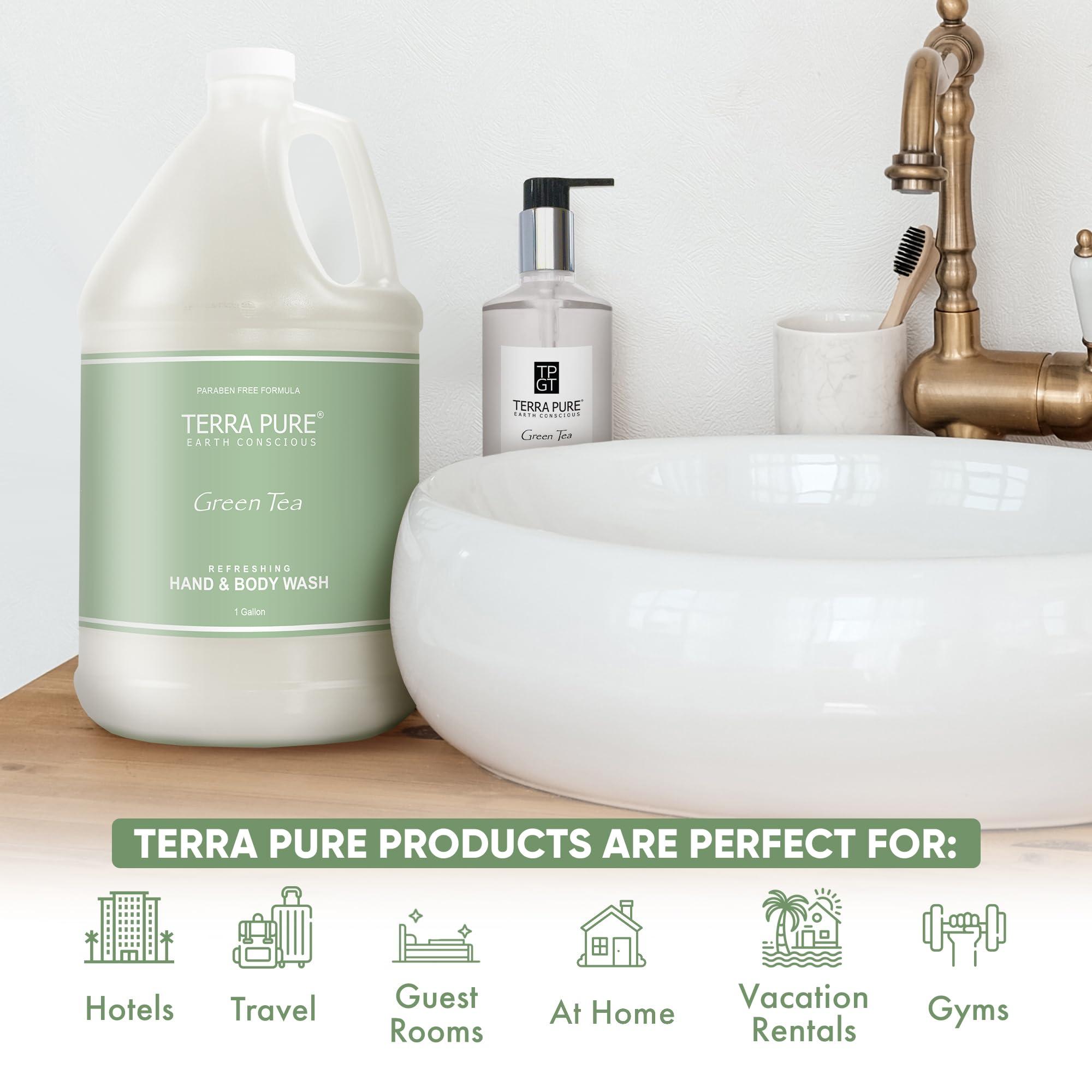 Terra Pure Terra Pure Hotel Hand & Body Wash Soap | Four Gallons | Designed to Refill Soap Dispensers (Set of 4)