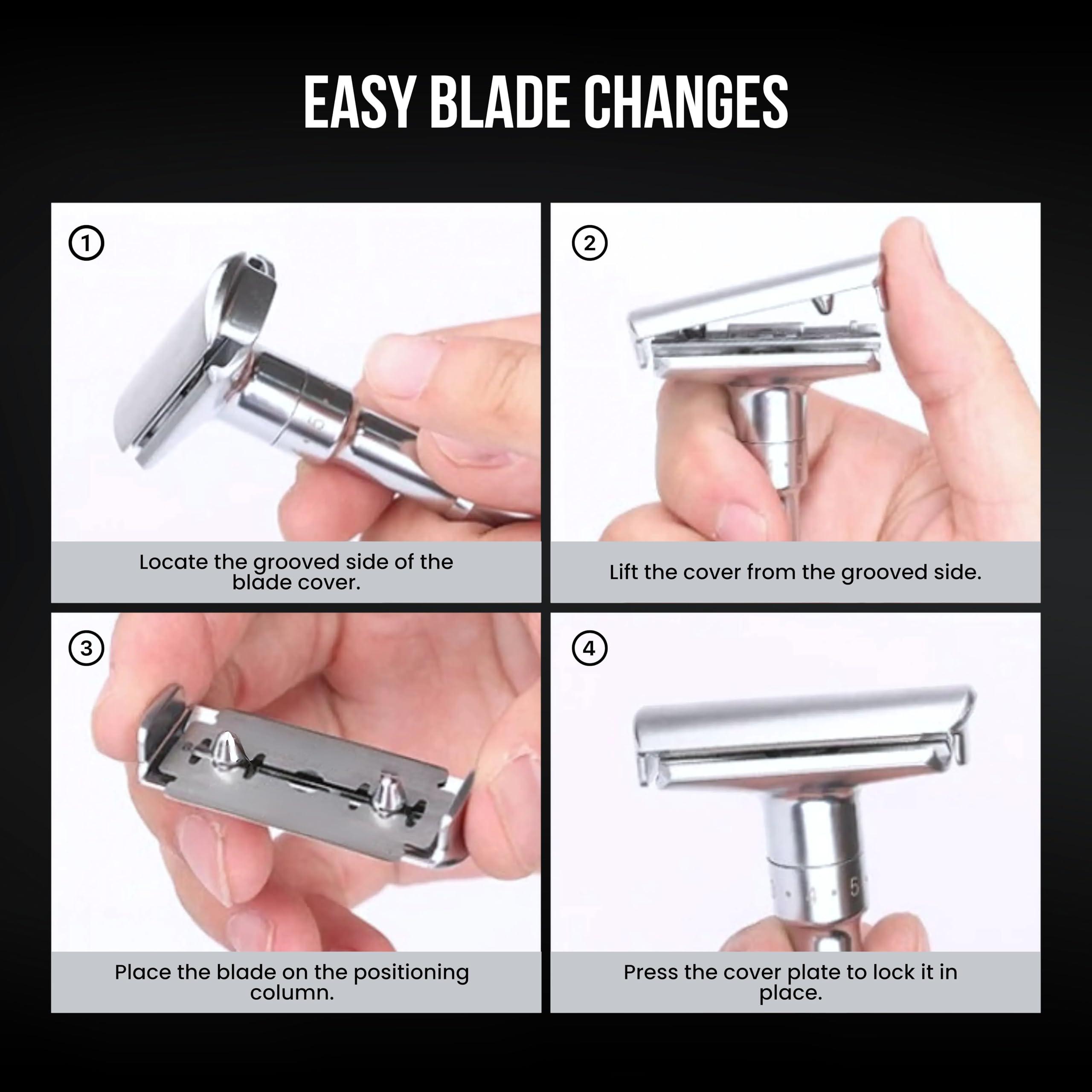 SHAVE FACTORY SHAVE FACTORY Adjustable Safety Razor, Matte and Base Stand