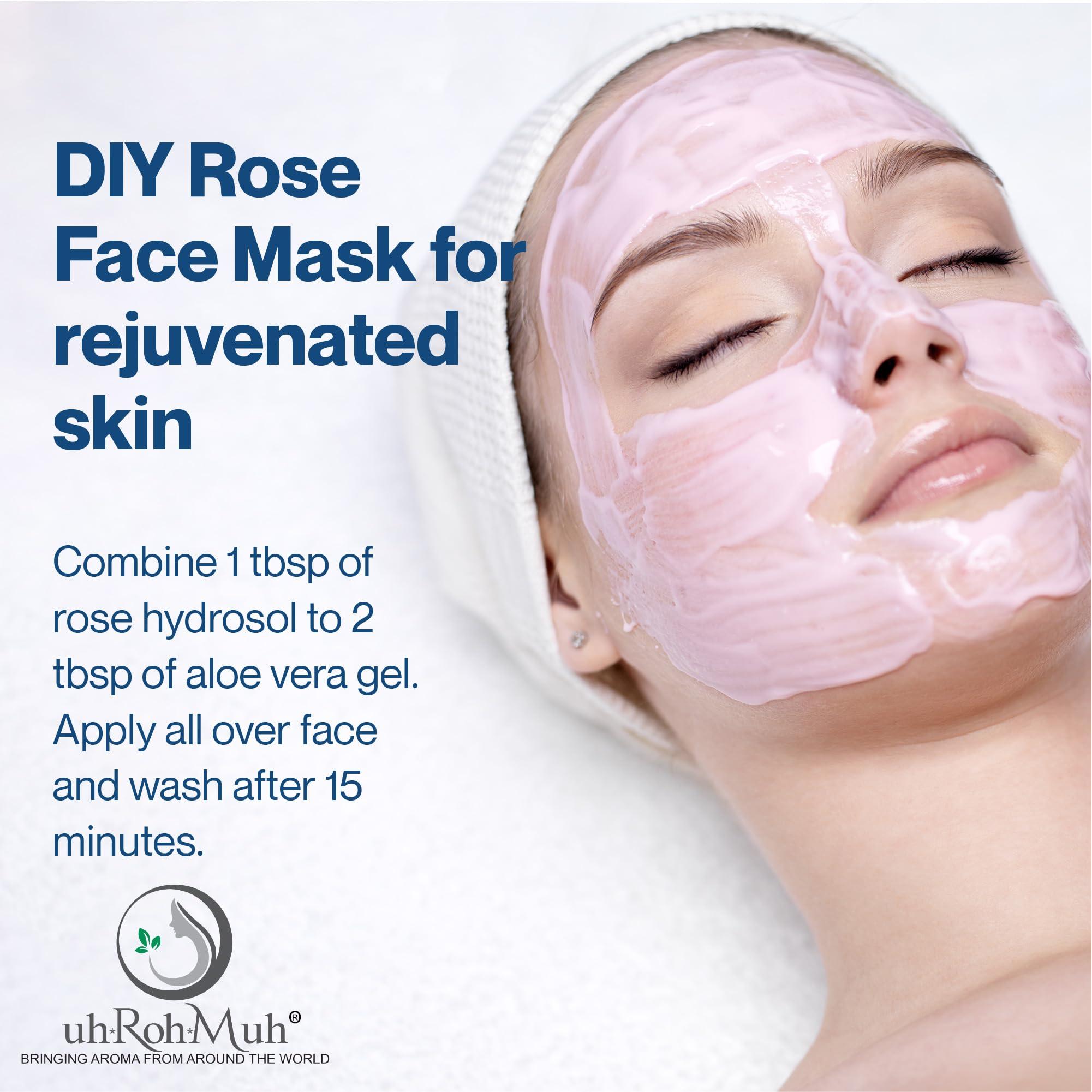 uh*Roh*Muh uh*Roh*Muh Pure Rose Hydrosol - 100% Natural & Pure Rose Water Hydrosol for Face & Body | Distilled Bulk Rosewater for Hair, Face and Skin - Sourced from Turkey - 16oz