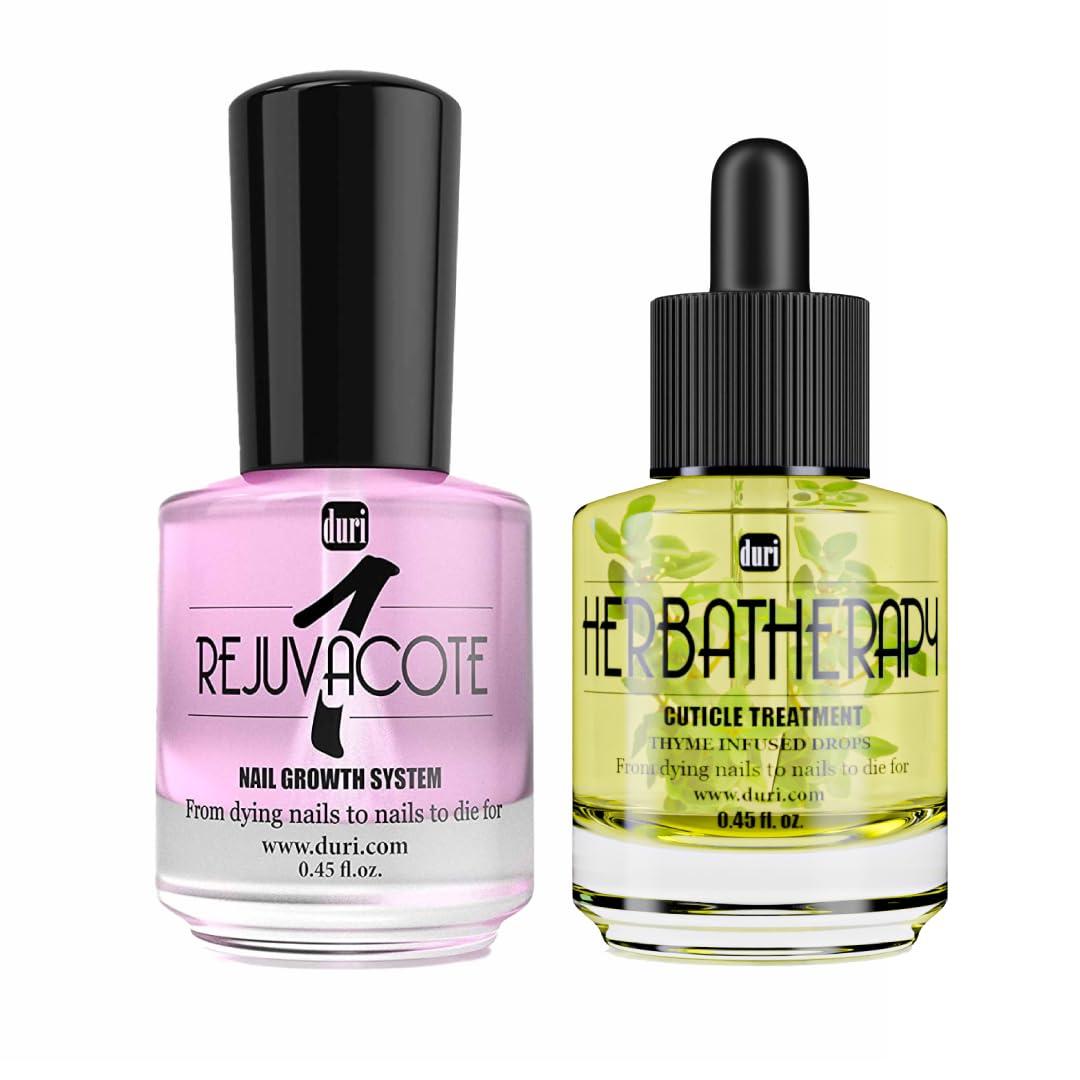 duri duri Rejuvacote 1 Nail Growth Base, Top Coat and Herbatherapy Cuticle Treatment Drops - Healthy Nails and Cuticles Combo, by Duri cosmetics