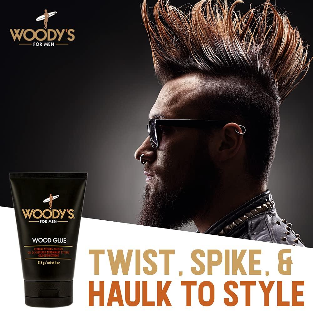 Woody\'s Woody\'s Wood Glue Extreme Styling Gel for Men, Intense Long-lasting Hold with No Flaking, Quick-drying, Retains Moisture, Suitable for All Hair Types and Hair Styles, 4 oz - 1 pack