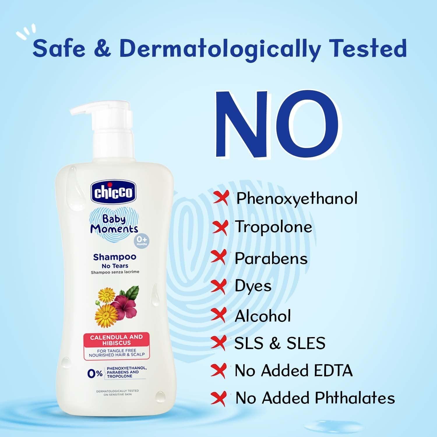 BEAUTY BRATS BEAUTY BRATS Chicco Baby Moments Shampoo for Babies, 200 ml, Calendula & Hibiscus, No Tears, Soft & Smooth Hair