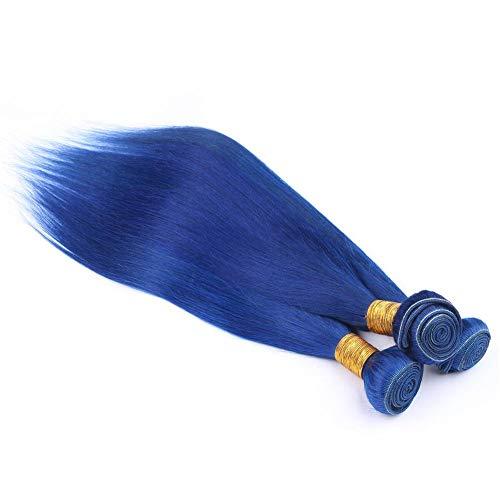 Tony beauty hair Tony Beauty Hair Straight Dark Blue Virgin Hair Weave Double Wefts with Closure 4Pcs Lot Blue Colored Indian Human Hair 3Bundles Hair Weaves with Front Lace Closure 4x4 (24 24 24+20)