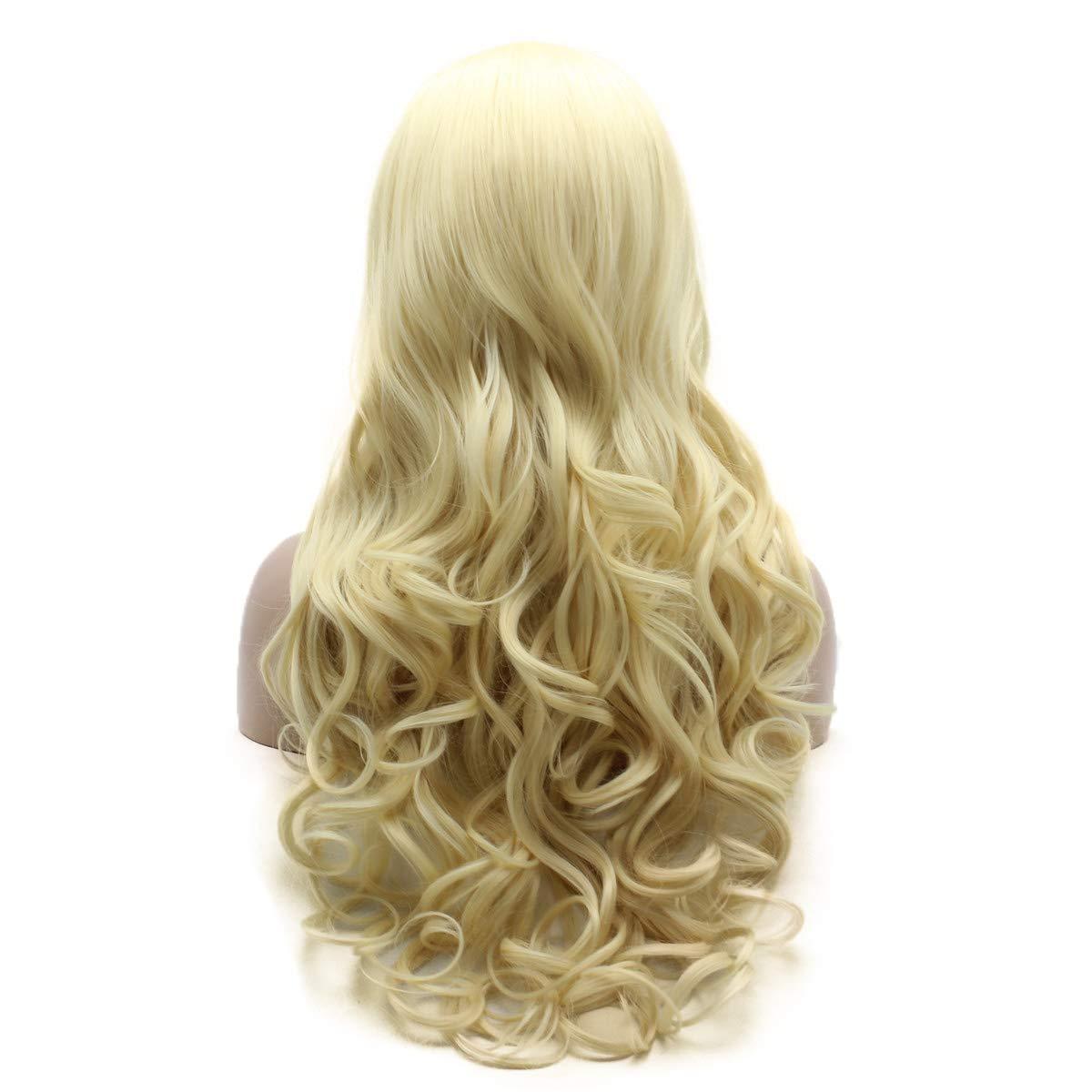 Lushy Lushy Wavy Long 26inch Light Blonde Wig Heat Resistant Heavy Density Realistic Synthetic Lace Front Wig