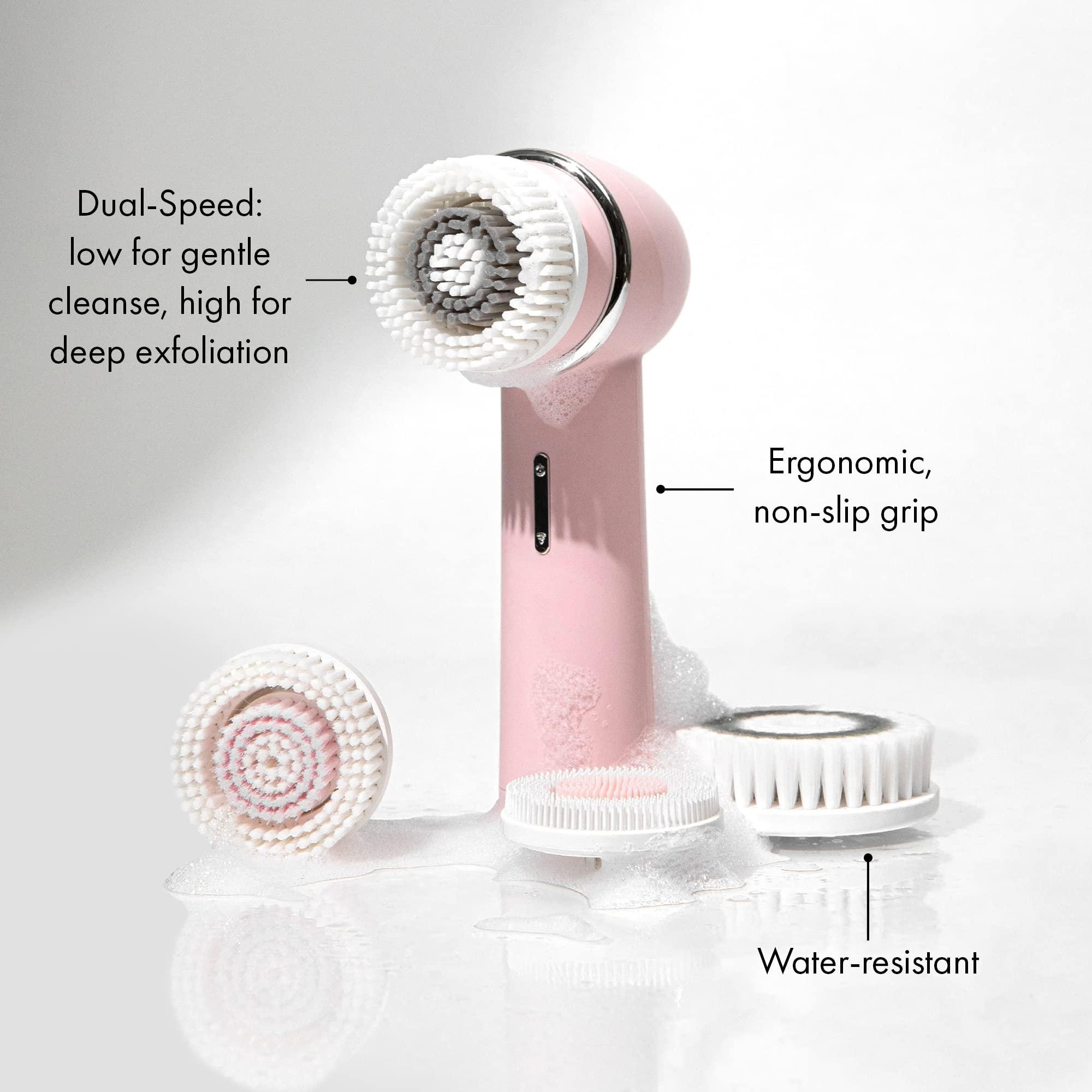 Vanity Planet Vanity Planet Raedia 2.0 Facial Cleansing Brush, 4 Interchangeable Brush Heads, Pink - Daily Cleansing Face Exfoliator for Glowing & Acne Prone Skin - Lightweight Silicone Water-Resistant Body Brush
