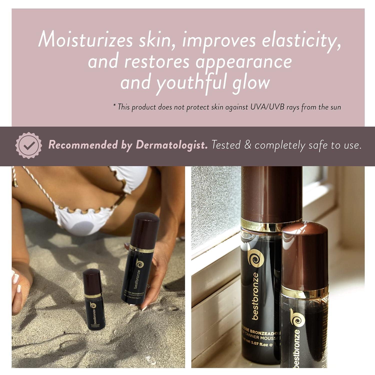 B BESTBRONZE Best Bronze Tinted Travel Self Tanner Mousse - Sunless Tanner Foam for Customizable Light, Medium & Dark Tan - Vegan Tanning Mousse & Travel Size Self Tanner (1.7 Fl Oz)