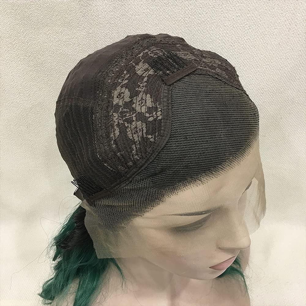 PAYNAN Green Wig Black Root Synthetic Lace Front Wig Wave Wigs Heat Resistant Fiber Cosplay Wig