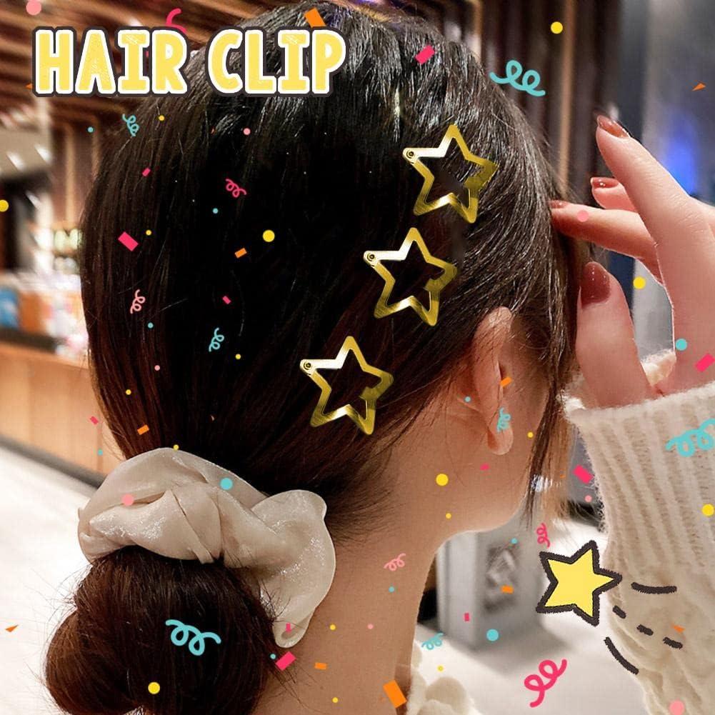 Jowxsx 10 Pcs Gold Star Hair Clips Metal Snap Hair Clips Hair Barrettes Hair Side Clamps Headdress Cute Hair Accessories for Women Girls Kids