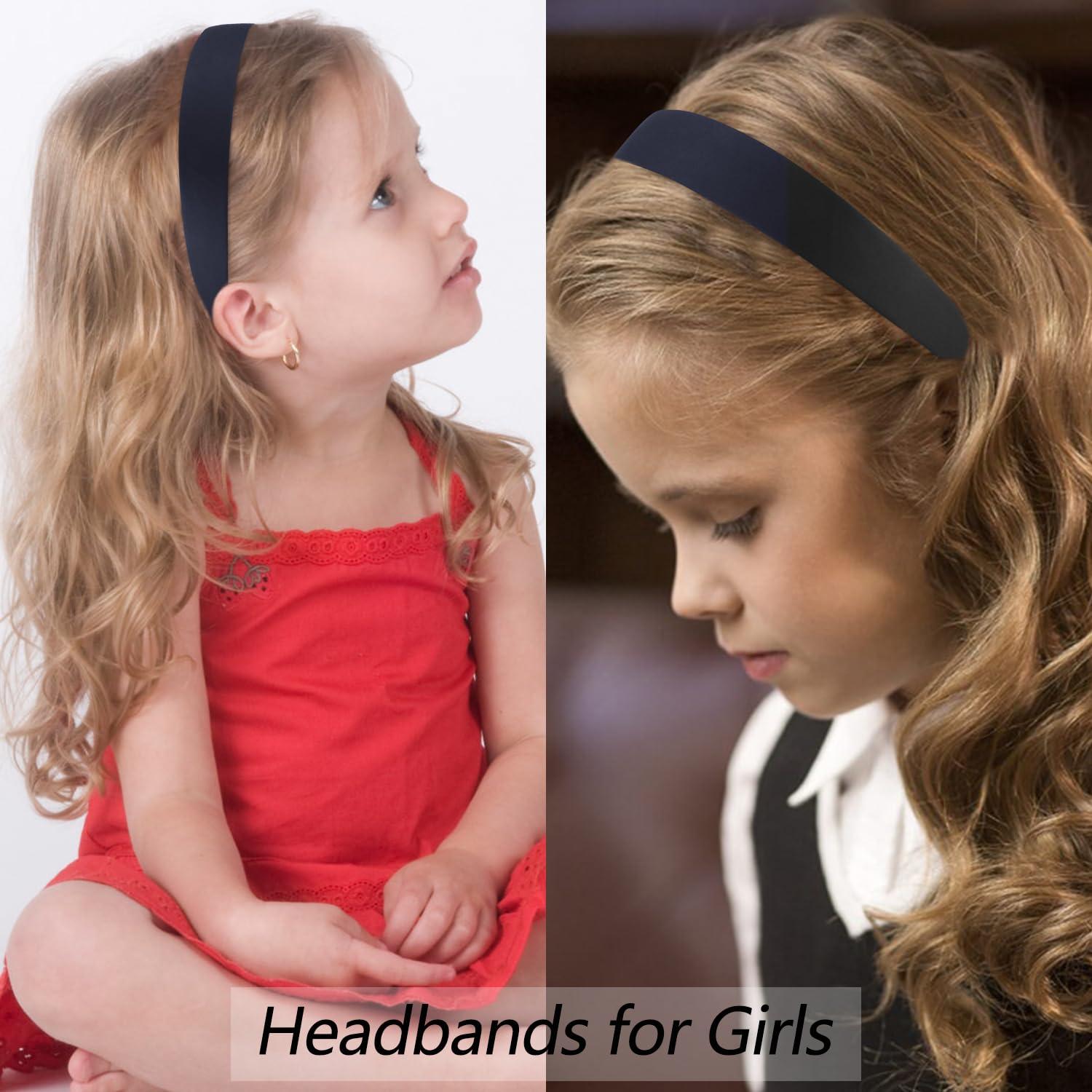 Atoden Atoden Satin Headbands for Women Girls Navy Blue Headband 1.18 Inch Wide Thin Hard Headbands Non Slip Ribbon Hair Bands Plain Headbands for Crafts DIY Costume Holiday Hair Accessories Gifts