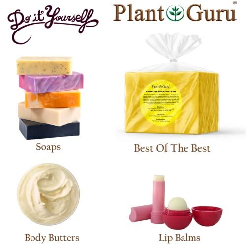 Plant Guru Raw African Shea Butter 5 lbs. Bulk Block 100% Pure Natural Unrefined YELLOW - Ideal Moisturizer For Dry Skin, Body, Face And Hair Growth. Great For DIY Soap and Lip Balm Making.