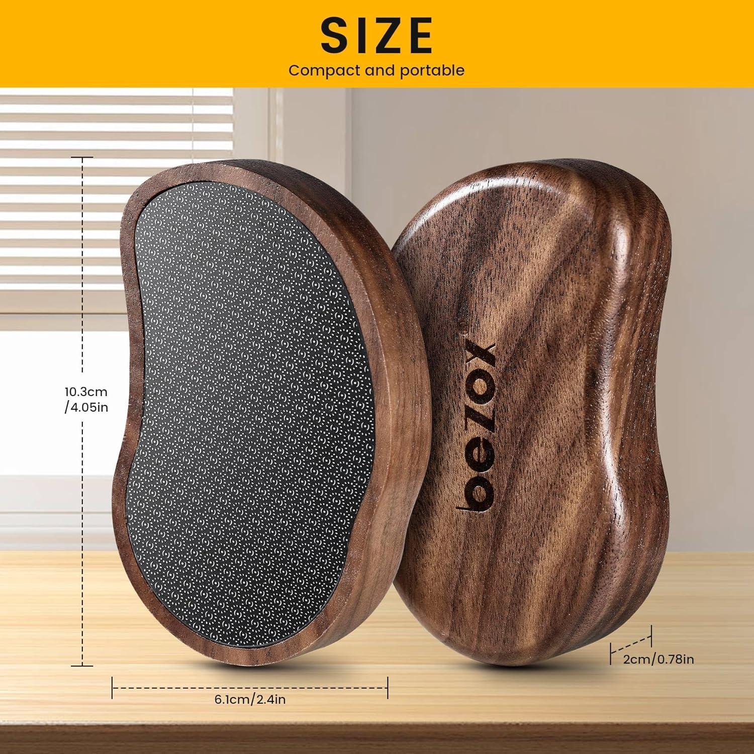 BEZOX BEZOX Glass Foot Scrubber(1 PCS) - Nano-glass Pedi Egg Pumice Stone for Feet Dead Skin, Plastic-Free Pedicure Foot File Callus Remover for Silky Smooth Feet - Walnut Wood Handled