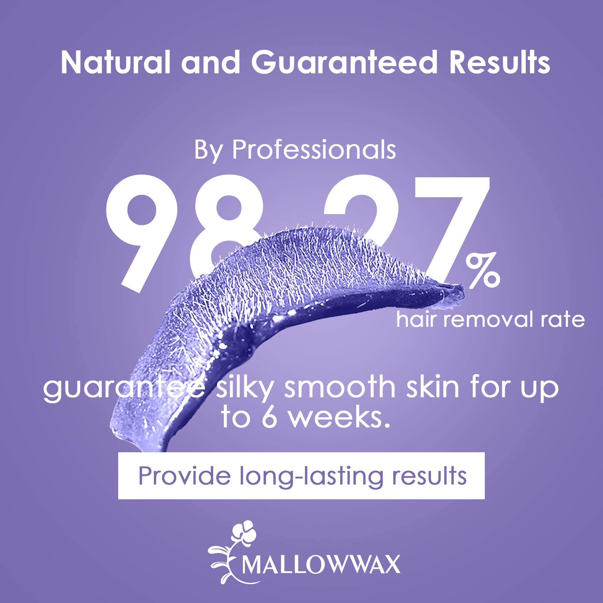 Mallowwax Mallowwax Hard Wax Beads, Wax Beans for Hair Removal, Natural Lavender, Stripless, Coarse Body Hair Specific - Ideal for Bikini, Brazilian, Legs, Underarms, Chest, 16 Ounce