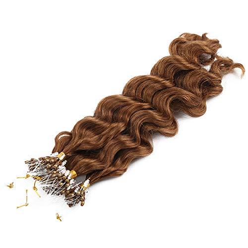RemeeHi RemeeHi Micro Links Brazilian Hair Extensions Wavy Curly Micro Loop Ring Hair Extensions Remy Hair Extensions 50g 100s 24 Inch 16# Golden Blonde